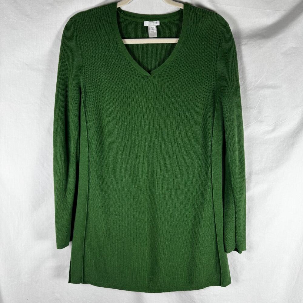 J. Jill Size ST S Tall Green Tunic Sweater Textured Round Neck Long Cotton Blend - Picture 1 of 9